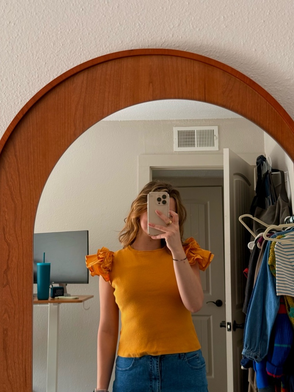 Orange Ruffle Sleeve Tee - Picture 4 of 4